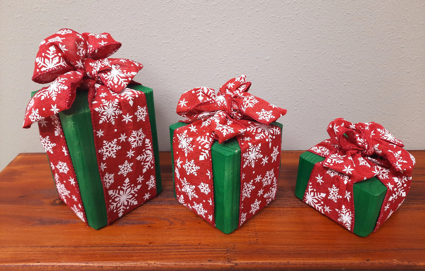 3 Piece Wooden Presents - Snowflake - Decorative Holiday Gifts, Housewarming, Holiday Decor, Center Piece,  Xmas Party Decor