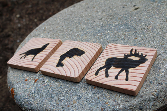 Branded Wooden Coasters, 3-pack Handmade, Gift Options, Custom Gifts, Kitchen, Office and Home use any time of year